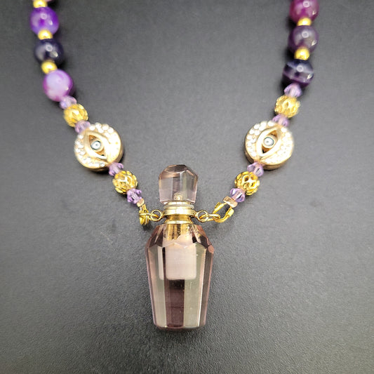 Purple flourite essential oil bottle necklace