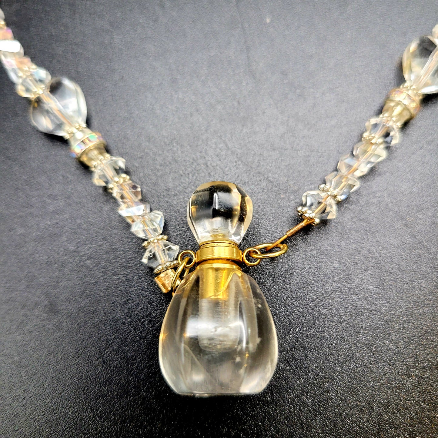 Clear Quartz essential oil bottle necklace