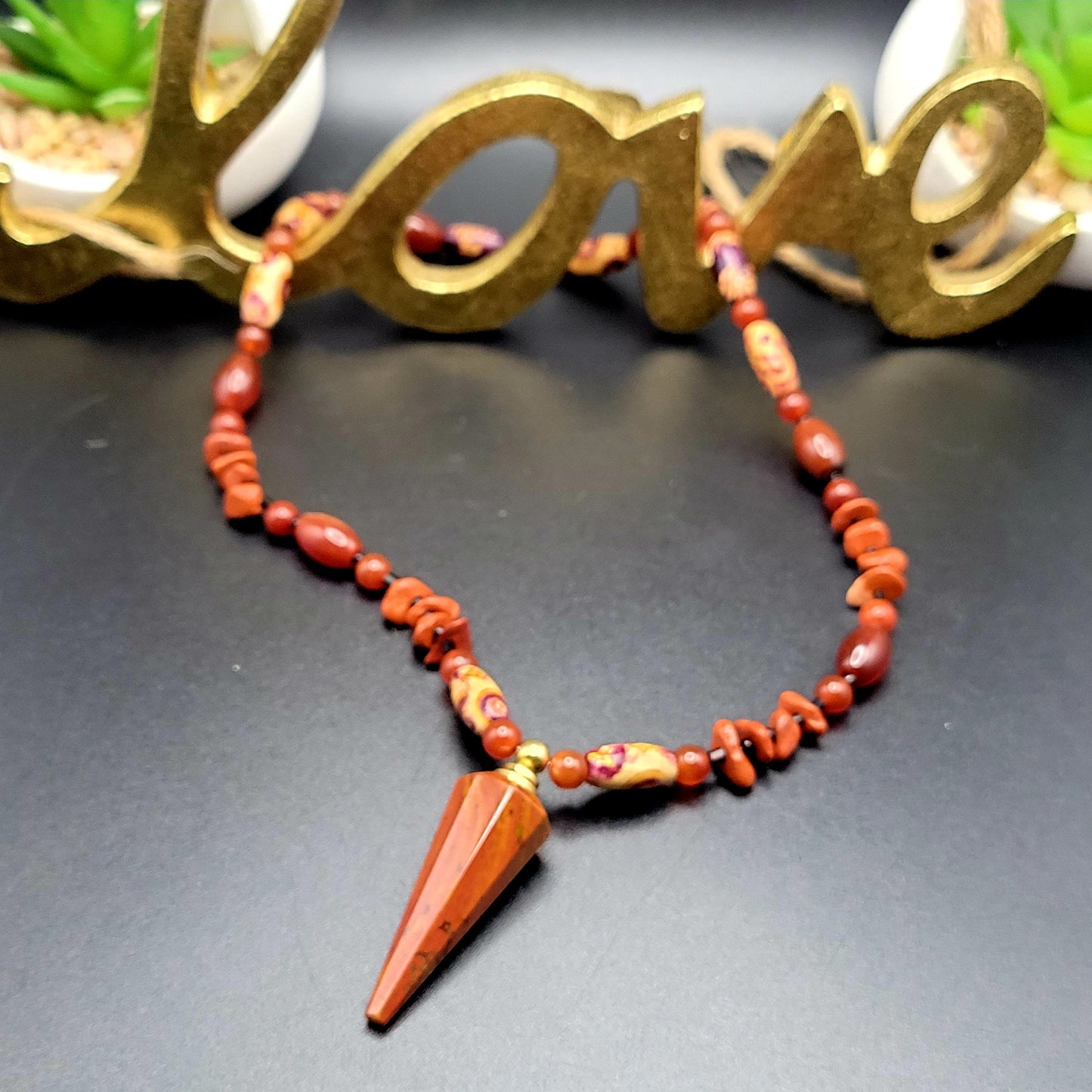 Carnelian & Red Jasper essential oil bottle necklace