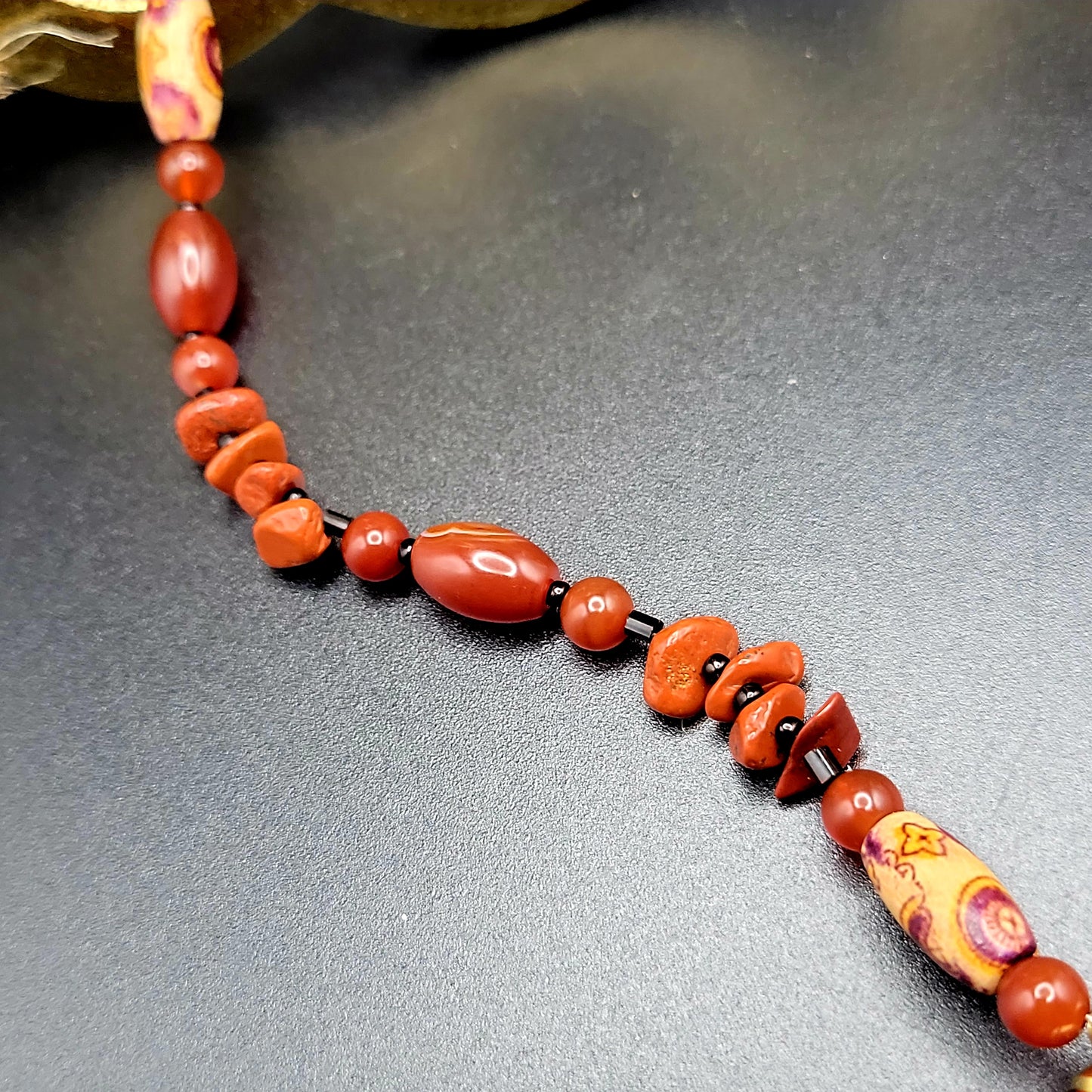 Carnelian & Red Jasper essential oil bottle necklace