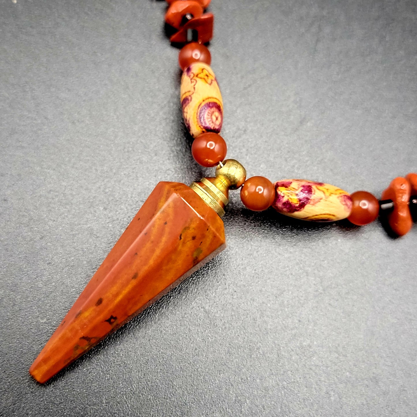 Carnelian & Red Jasper essential oil bottle necklace