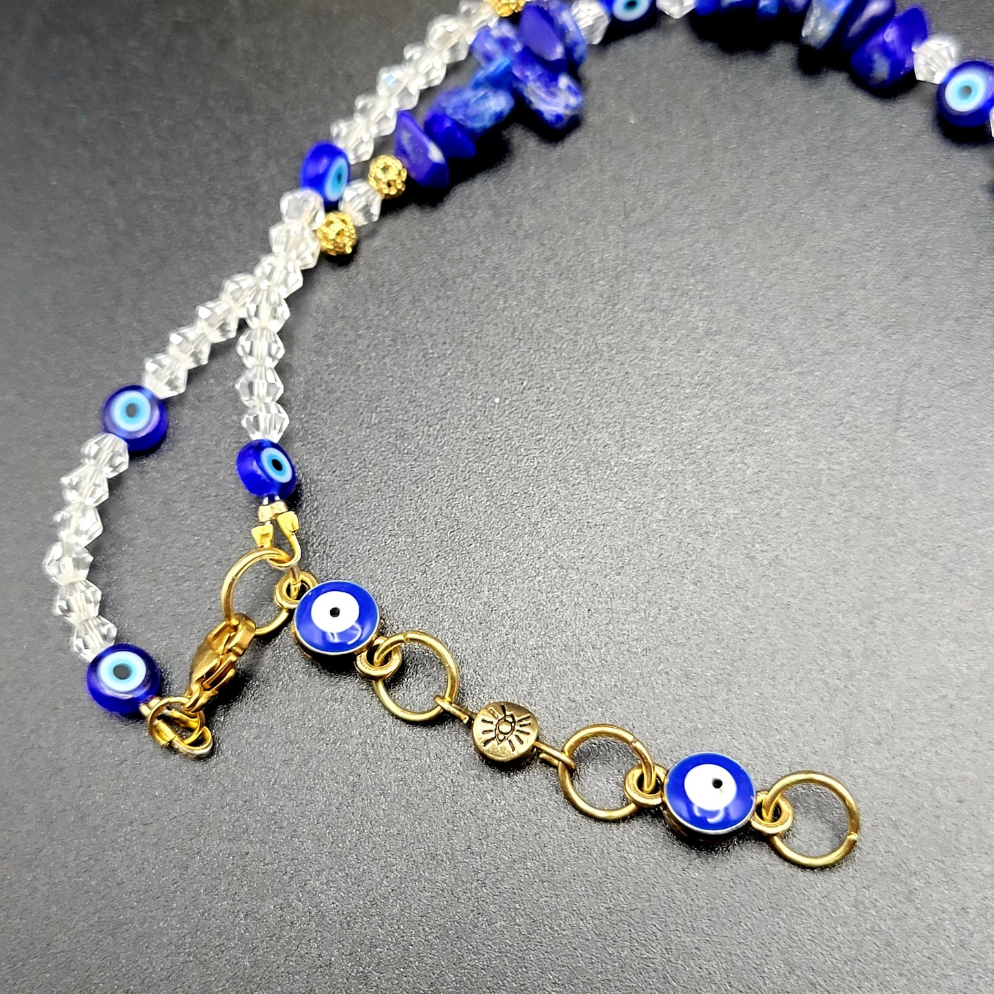 Lapis Lazuli & Evil Eye essential oil bottle necklace