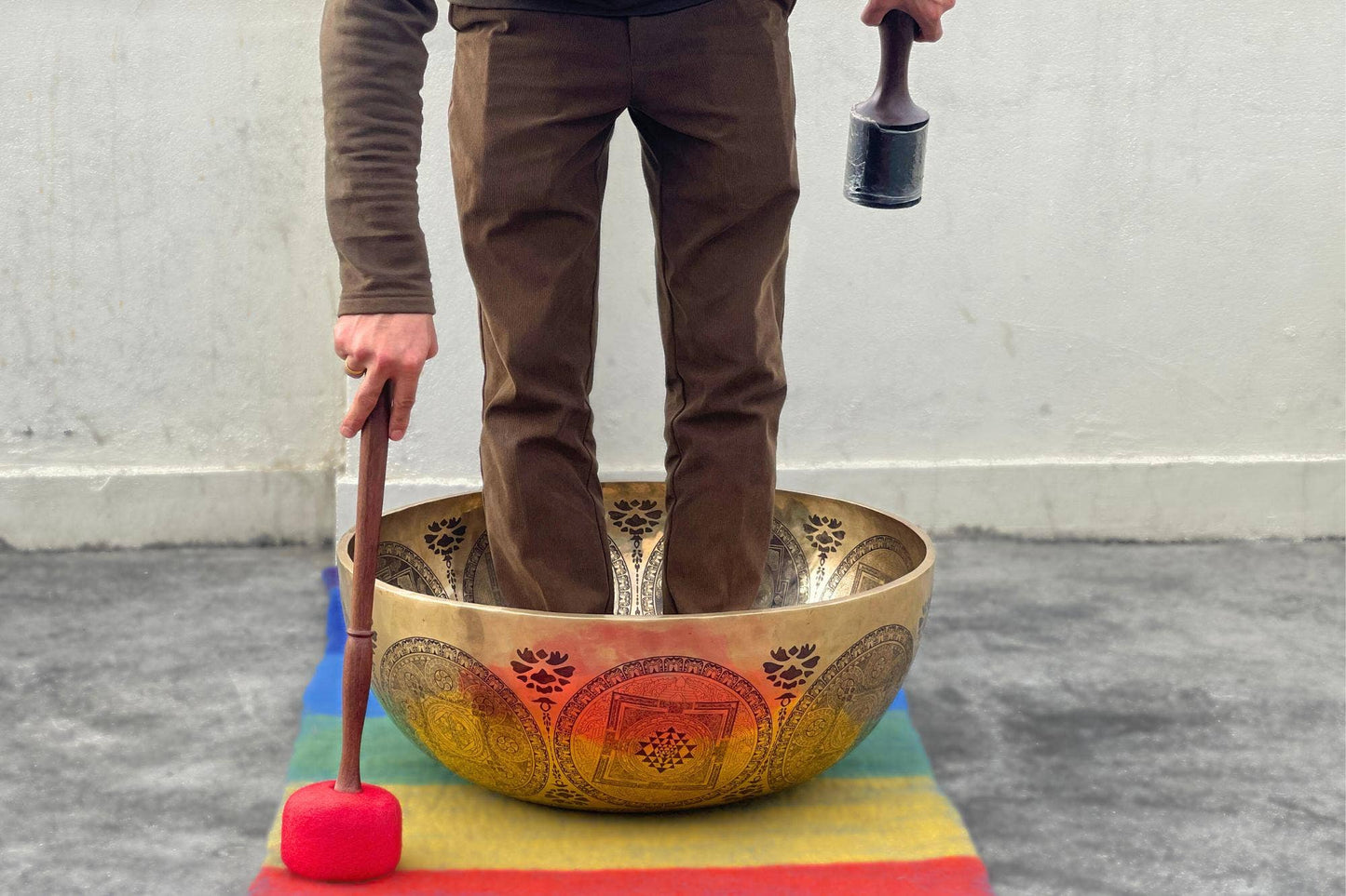 Premium Handmade Buddha Feet Singing Bowl – 7 Metal Sound Healing Bowl – Authentic Nepalese Meditation & Chakra Healing Bowl (10" to 26")