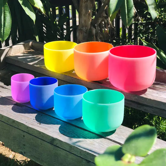 Colored Crystal Singing Bowls