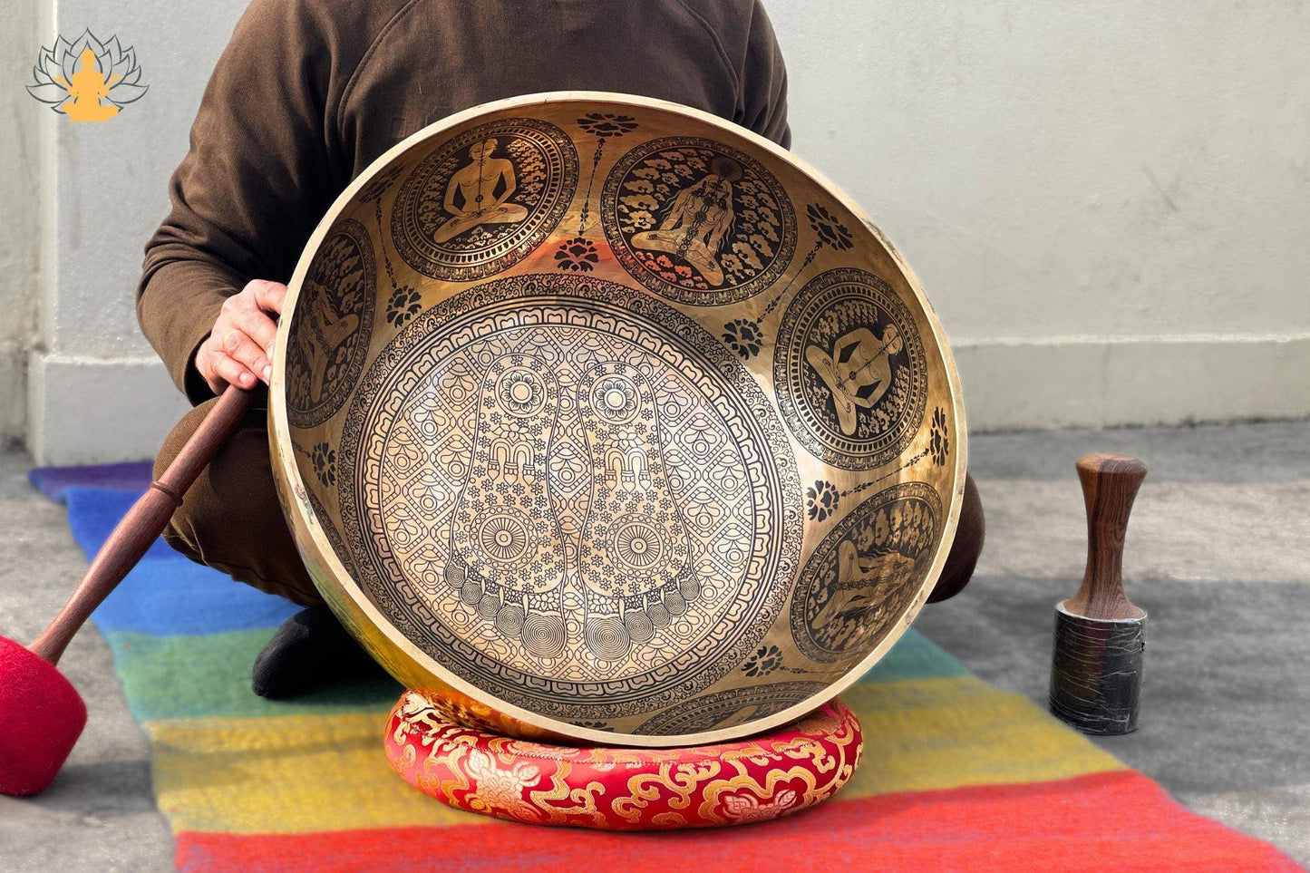 Premium Handmade Buddha Feet Singing Bowl – 7 Metal Sound Healing Bowl – Authentic Nepalese Meditation & Chakra Healing Bowl (10" to 26")