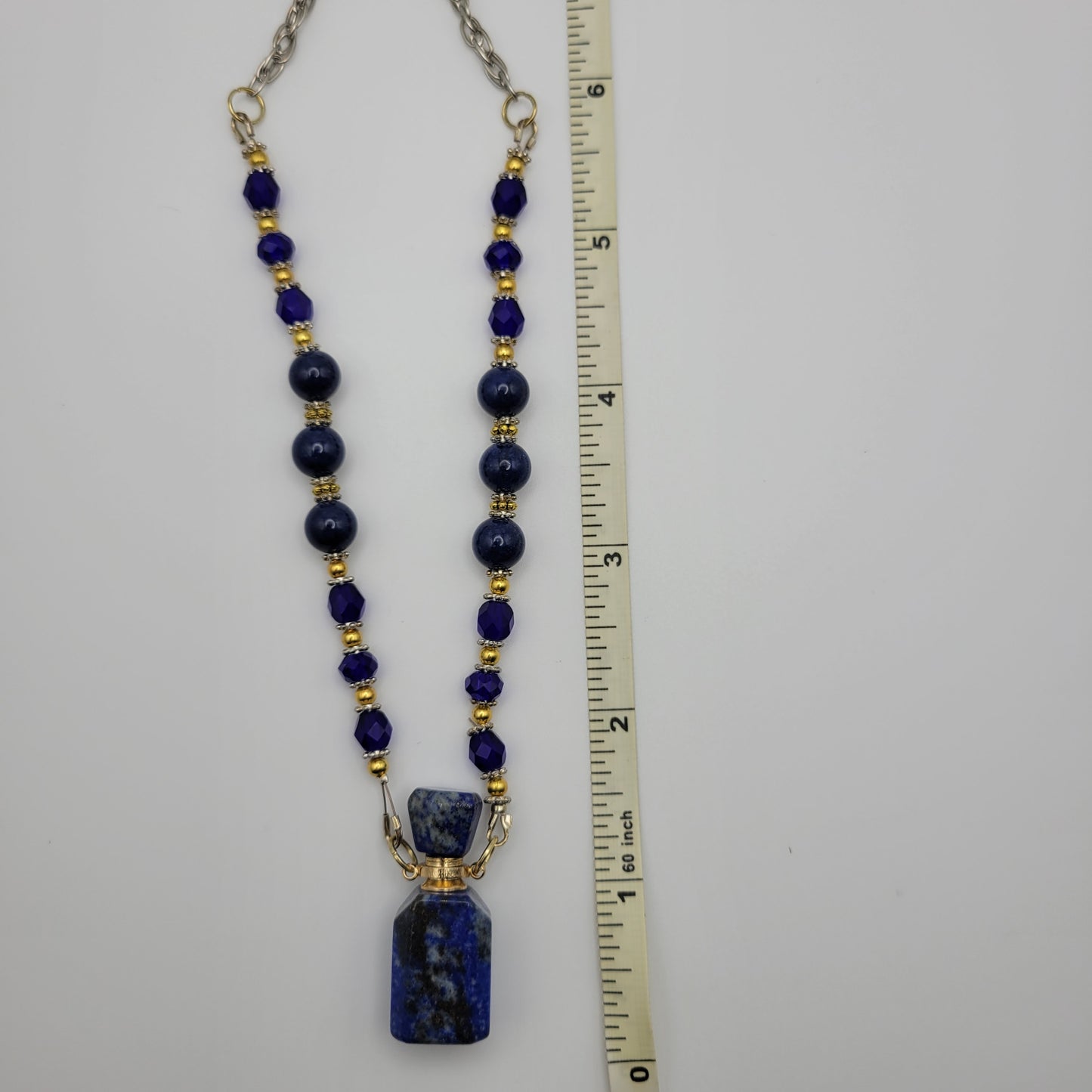 Lapis Lazuli 31' essential oil bottle necklace