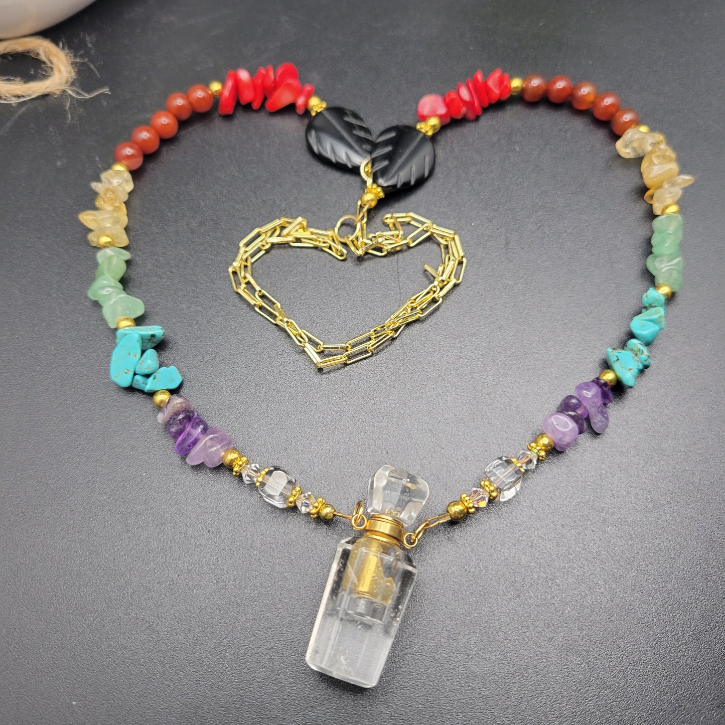 Chakra 32' essential oil bottle necklace